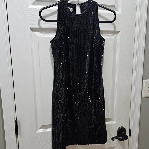 Maggy London Black Sequin Sleeveless Cocktail Dress Size 2 - Picture 1 of 7